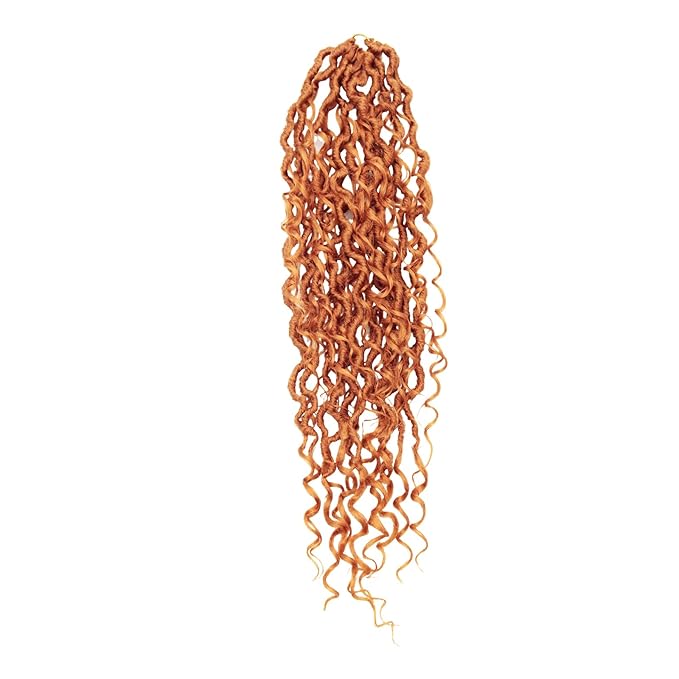 8Packs Goddess Locs Crochet Hair 18Inch Boho Faux Locs,Crochet Loc With Curly Ends River Hippie Bohemian Loc Crochet Hair for Black Women(Orange, 18inch(Pack of 8))