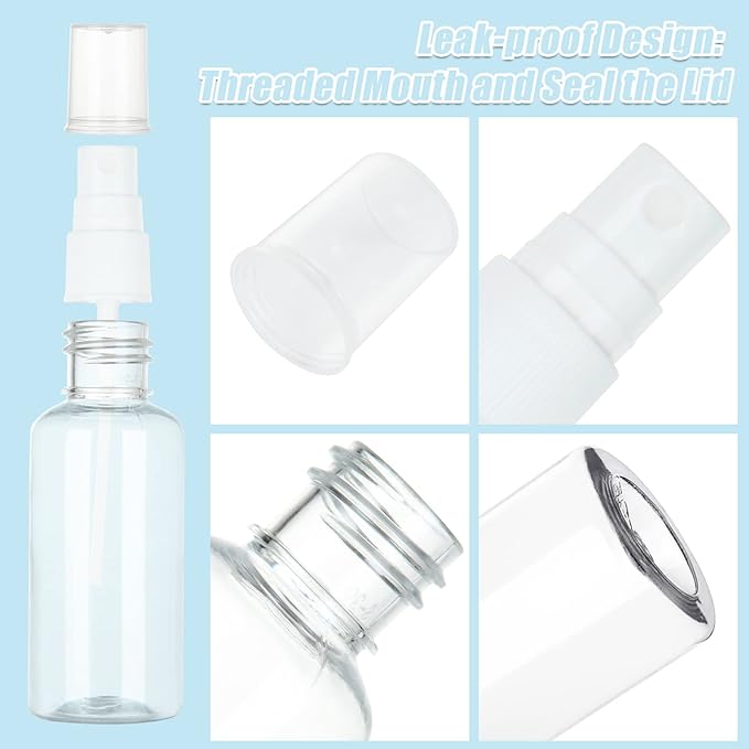 APACALI 60PCS 1 Oz Spray Bottle Mini Mist Sprayer Clear Fine Small Spray Bottle Empty Travel Spray Bottles Reusable Liquid Containers Water Spray Bottle for Perfume, Plant(30ml)
