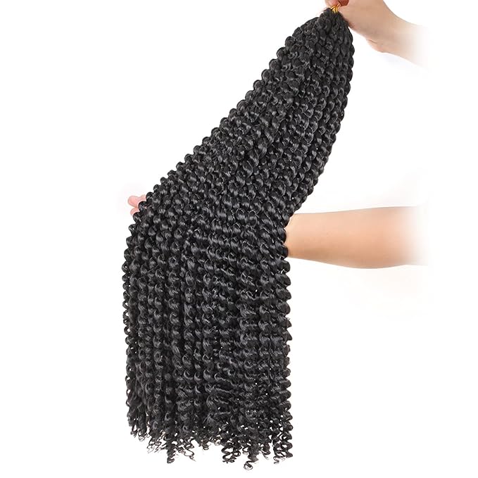 Leeven 7 Packs Passion Twist Braiding Hair for Butterfly Locs Natural Black Water Wave Crochet Passion Twist Hair for Women 30 Inch Super Long Bohemian Braids Synthetic Crochet Hair 1B#