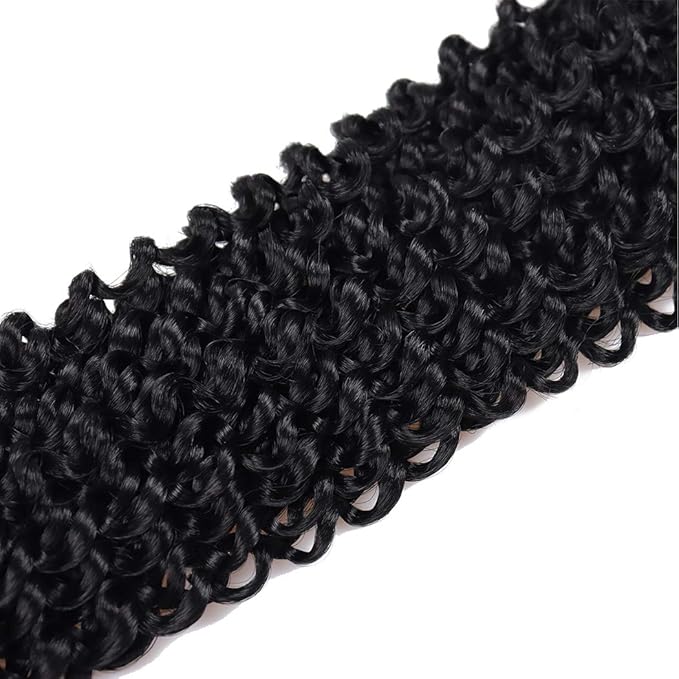 Dorsanee Black Passion Twist Hair 16 Inch 7 Packs Water Wave Crochet Hair Long Bohemian Curly Braiding Hair for Butterfly Locs, Faux Locs, Boho Style Spring Twist Crochet Braids (1#)