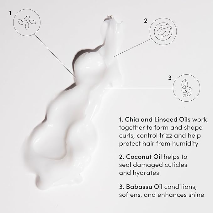 OUAI Curl Cream - Curl Defining Cream with Chia & Linseed Oil - Enhances Definition, Hydration & Shine - Tames Frizz & Protects from Humidity - Silicone-Free Curly Hair Products for Women (8 oz)