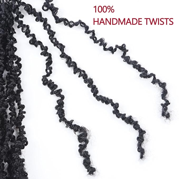 Yanky Twist Crochet Hair, PILLUGER Yaki Twists Hair Micro Spring Twist Braids,9 Packs Pre-looped passion Twist Brown Senegalese With Curls Crochet Synthetic Hair Extensions(1B)