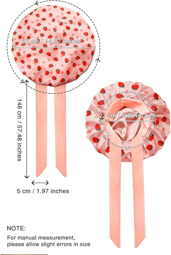 Double Layer Silk Bonnet with Tie Satin Lined Sleep Cap Hair Cover for Women's Curly Natural Hair