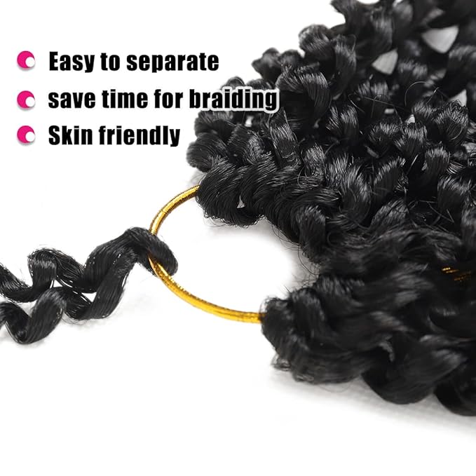 24 Inch Passion Twist Hair 1 Pack Water Wave Crochet Hair Natural Black Color Passion Twist Crochet Hair Synthetic Hair Extensions for Women (24 inch, 1Pack 1B）