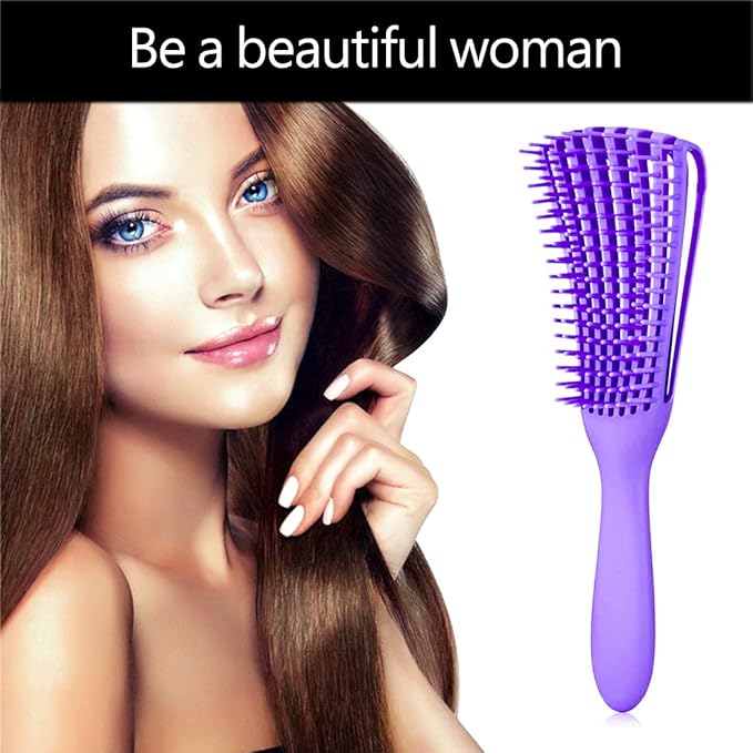 Detangling Brush for Afro/African Hair Textured 3a to 4c Kinky Wavy/Curly/Coily Hair, Knots Detangler Scalp Massage Comb for Women (1 pc, Purple)