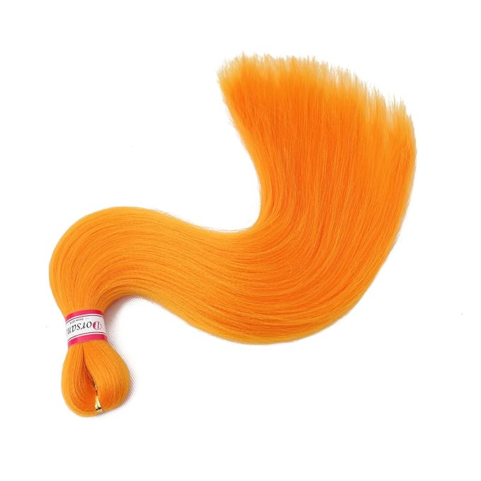 Dorsanee Orange Braiding Hair Pre Stretched 20 Inch 3 Packs Professional Easy Braiding Hair for Crochet Braids Twists Locs Hair Soft Yaki Texture Hot Water Setting Synthetic Hair Extensions