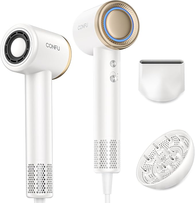 CONFU Blow Dryer with Diffuser, 1400W Hair Dryer with Diffuser and Concentrator, Speed Hairdryer for Fast Drying, Frizz Control, Lightweight for Home, Travel