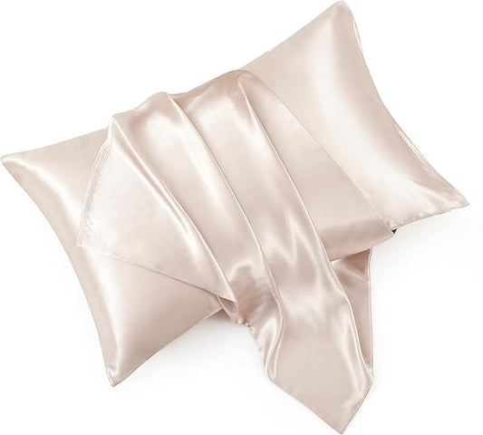 King Size Satin Pillowcase Set of 2 with Envelope Closure,Taupe Silk Pillowcase for Hair and Skin (20x36)