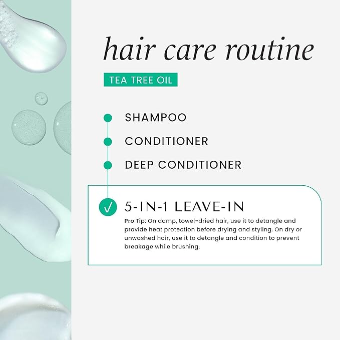 HASK Invigorating TEA TREE OIL 5-in-1 Leave In Conditioner Duo (6oz-Qty 2) & Deep Conditioner Packette, Aluminum-Free, Sulfate-Free, Paraben-Free, Color Safe, for All Hair Types