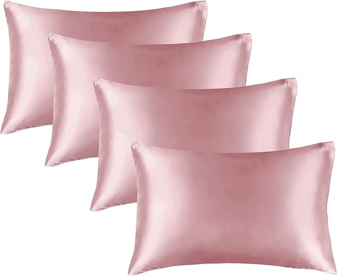 BEDELITE Satin Pillowcase for Hair and Skin, Super Soft Similar to Silk Pillow Cases 4 Pack with Envelope Closure, Cooling Pillowcases for Women Men (20"x40" King Size, Nostalgia)