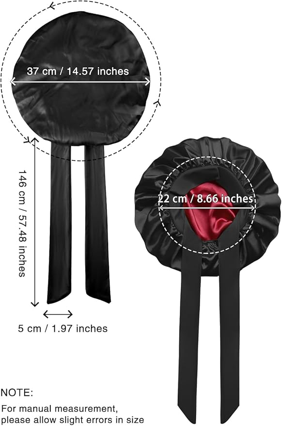 Double Layer Silk Bonnet with Tie Satin Lined Sleep Cap Hair Cover for Women's Curly Natural Hair