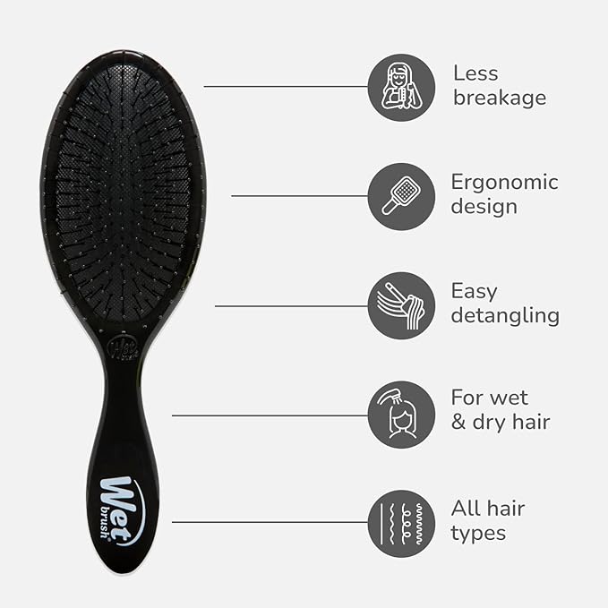 Wet Brush Original Detangler Hair Brush, Classic Black, Ultra-Soft IntelliFlex Bristles, Detangling Bristles Glide Through Tangles (Wet Dry & Damaged Hair), Women & Men (2 Pack)
