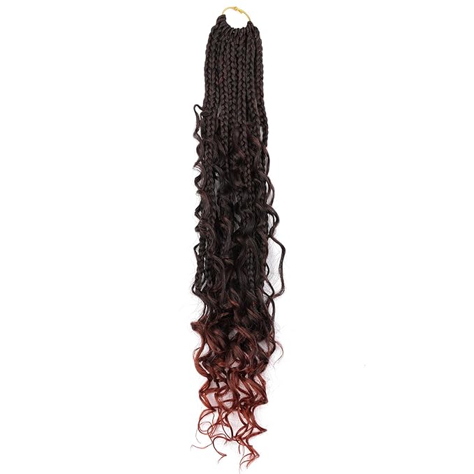 18 inch Goddess Box Braids Crochet Hair for Black Women 8 Packs Crochet Box Braids Pre-looped Boho Box Braids Crochet Braids Synthetic Braiding T350