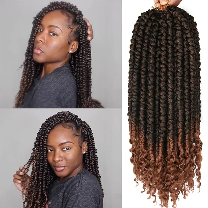 14 Inch Twist Crochet Hair Spring Twist Crochet Senegalese 8 Packs Crochet Hair For Black Women (14inch (Pack of 8), T1B/30#)