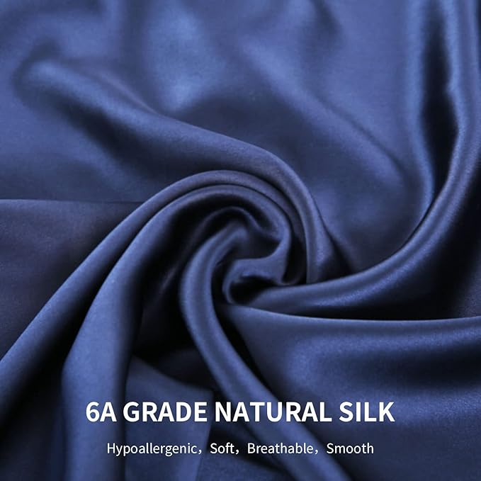 ZIMASILK 100% Pure Mulberry Silk Pillowcase for Hair and Skin Health,Soft and Smooth,Both Sides Premium Grade 6A Silk,600 Thread Count,with Hidden Zipper,1pc(Toddler 13''x18'',Navy Blue)