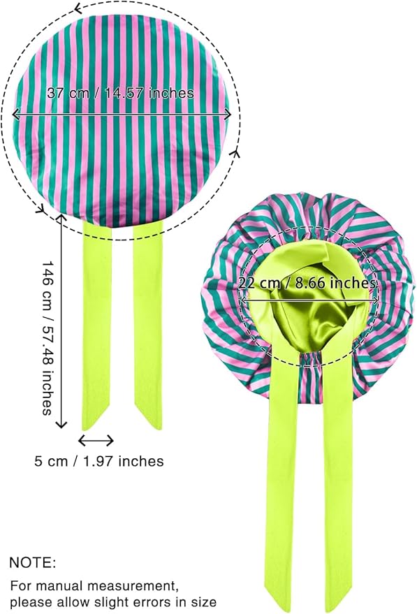 Double Layer Silk Bonnet with Tie Satin Lined Sleep Cap Hair Cover for Women's Curly Natural Hair