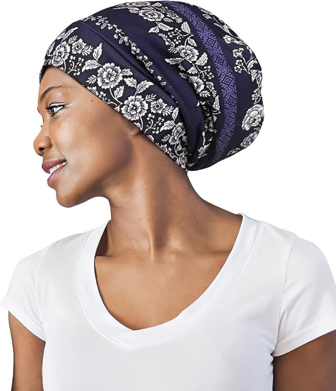 Adjustable Satin Lined Sleep Cap for Dreadlocks Curly Hair Large Head-Stay On Overnight