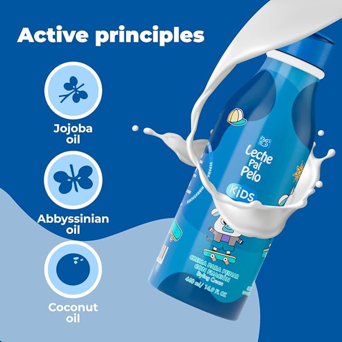 Leche Pal Pelo Kids Styling Cream 14.9oz - Nourishing Fixation with Jojoba, Abyssinia Oil, Coconut Milk & Provitamin B5