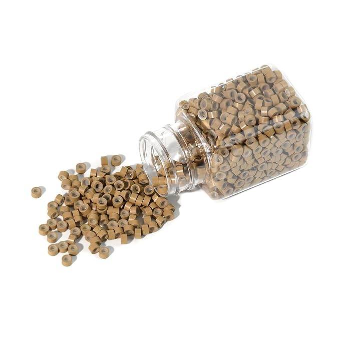 1000 Pcs 5.0 mm Silicone Lined Micro Links Rings Hair Extensions Beads Silicone Lined Beads for Human Hair Extensions and Feather Extensions (Dark Blonde)