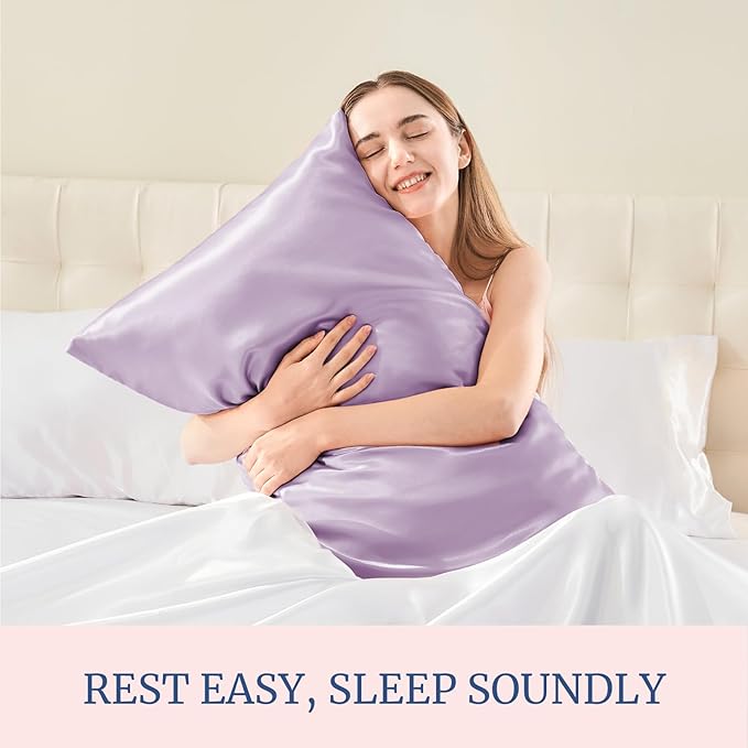 BEDELITE Satin Pillowcase for Hair and Skin, Super Soft and Cooling Similar to Silk Pillow Cases 2 Pack with Envelope Closure, Gift for Women Men(20"x36" King Size, Lavender)