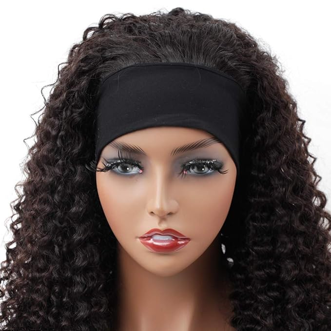 ISEE Headband Wig Human Hair Kinky Curly Human Hair Wigs for Black Women Glueless None Lace Front Wigs 180% Density 24inch