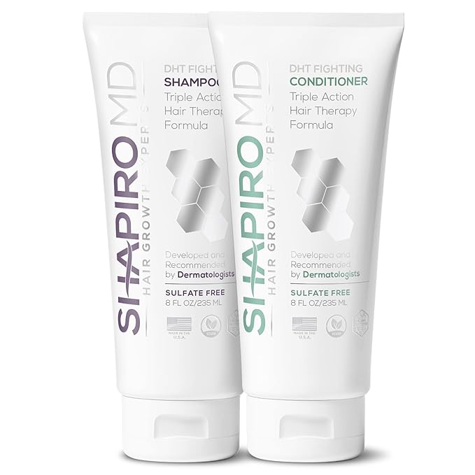 Shapiro MD Hair Growth Experts Hair Loss Shampoo and Conditioner, DHT Fighting Vegan Formula for Thinning Hair Developed by Dermatologists, Experience Healthier, Fuller & Thicker Looking Hair