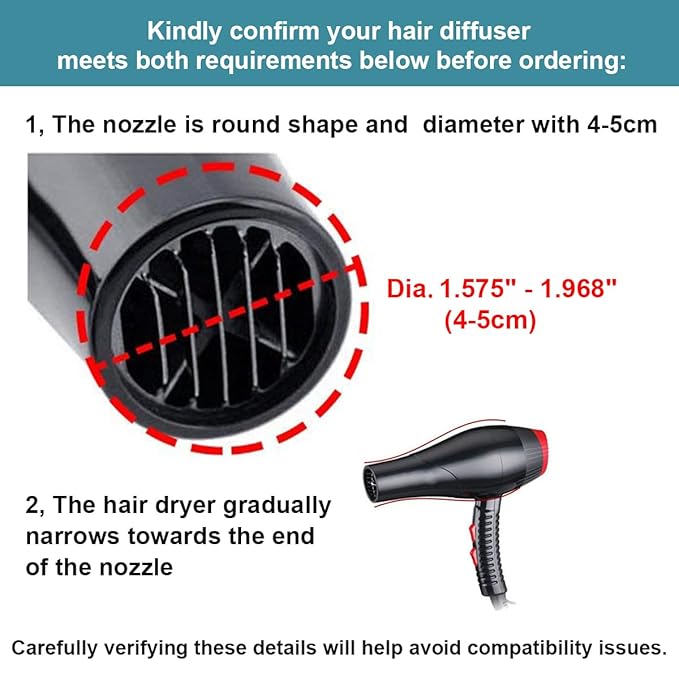 Collapsible Silicone Hair Dryer Diffuser - Travel and Easy Storage - Fit Most Hair Dryers with Nozzle Diameter D-1.575Inch to 1.968 Inch (4-5cm) - Blue