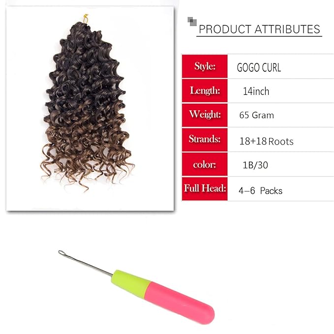 YXCHERISHAIR 8 Packs Curly Crochet Hair 14inch GoGo Curl Crochet hair for Women Deep Wave Braiding hair,Synthetic Bohemian Crochett Braid Water Wave Crochett hair Extensions(1B/30, 14inch)