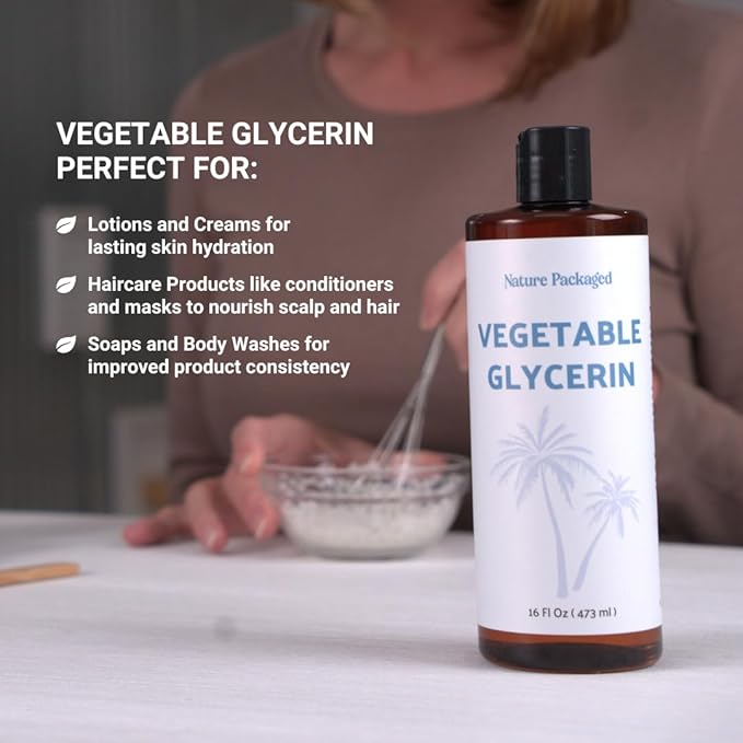 Vegetable Glycerin Oil - 100% Pure Plant Based Glycerol for DIY Skincare, Hair Care, Soap Making & Cosmetics - Vegan Moisturizing Humectant for Lotions & Creams - USP Grade 16oz 2packs
