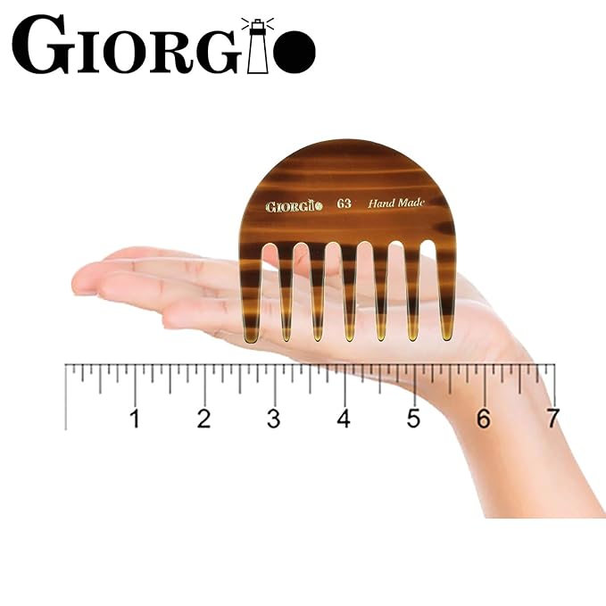 Giorgio G28 & G63 Small Travel Purse Detangling Comb, Wide Teeth Pocket Comb for Thick Curly Wavy Hair. Detangler Combs for Wet or Dry Hairs. Handmade, Saw-Cut and Hand Polished