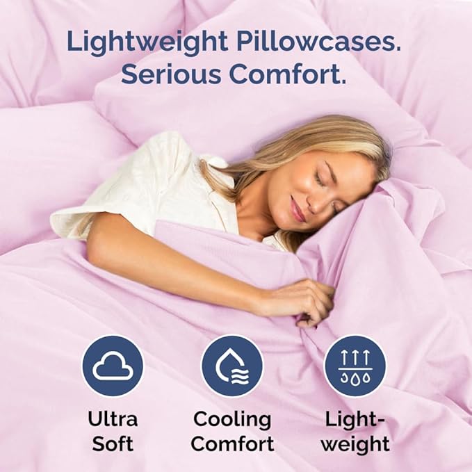 Queen Pillow Cases Set of 4 - Ultra Soft Hotel Quality Pillowcase Covers - Comfy, Cozy & Wrinkle Free - Shrink, Stain & Fade Resistant - Machine Washable Pillow Protectors - 4 Piece Set - Light Pink