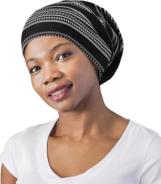 Adjustable Satin Lined Sleep Cap for Dreadlocks Curly Hair Large Head-Stay On Overnight