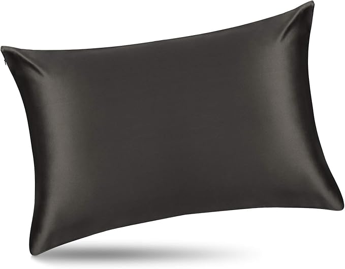 ALASKA BEAR Silk Pillowcase for Hair Care Gentle Mulberry Silk Anti Face Skin Wrinkle Pillow Slip Cover King Size with Concealed Zipper (1pc, Charcoal)