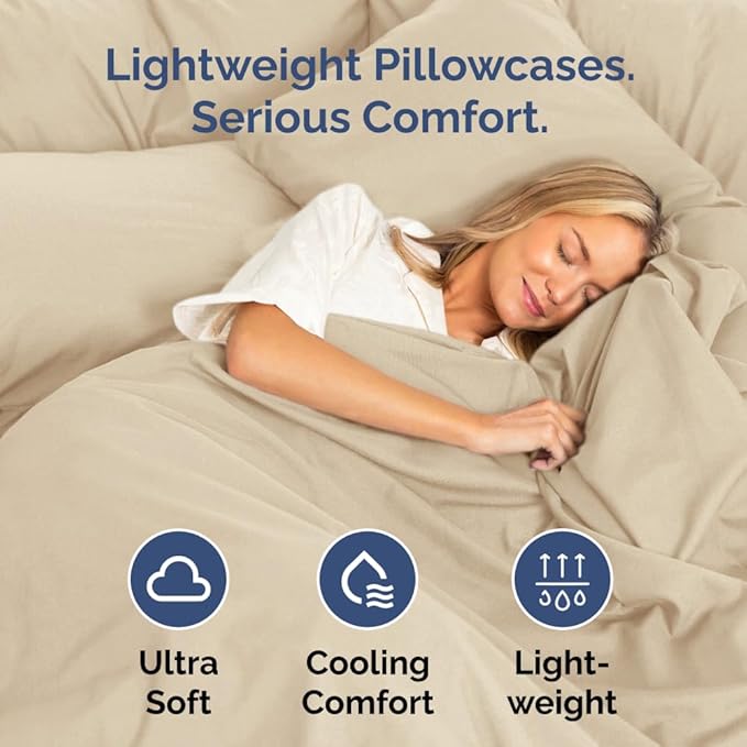 Queen Pillow Cases Set of 10 - Ultra Soft Hotel Quality Pillowcase Covers - Comfy & Wrinkle Free - Shrink, Stain and Fade Resistant - Easy-Care, Machine Washable Pillow Protectors - 10 Pcs Set - Cream