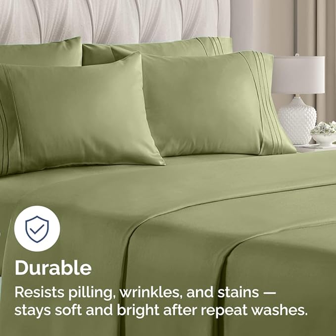 Queen Pillow Cases Set of 10 - Ultra Soft Hotel Quality Pillowcase Covers - Comfy, Cozy & Wrinkle Free - Shrink, Stain & Fade Resistant - Machine Washable Pillow Protectors - 10 Pcs Set - Sage Green