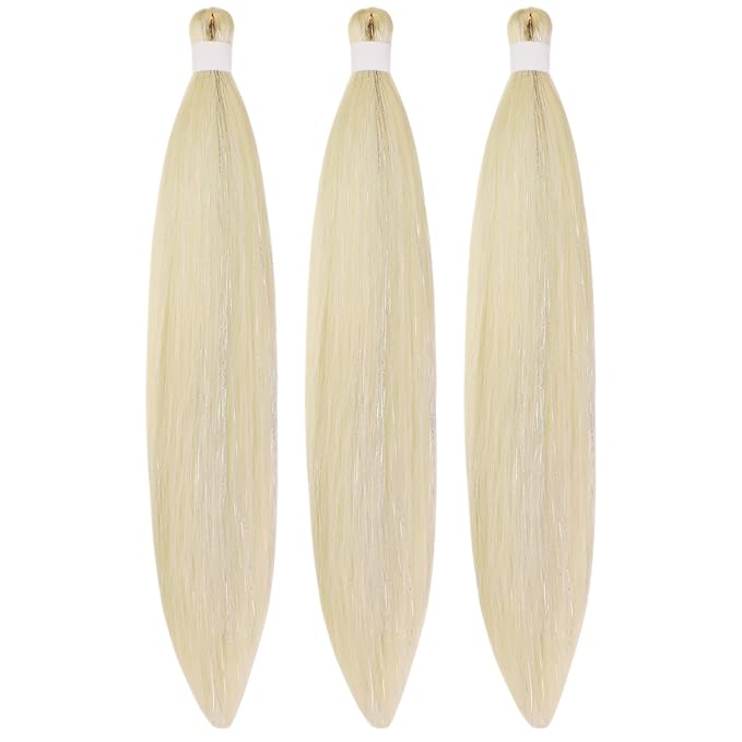 BlondeTinsel Braiding Hair Pre stretched Braiding Hair for Glitter Braids Festival Braids Cosplay