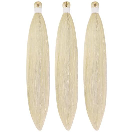 BlondeTinsel Braiding Hair Pre stretched Braiding Hair for Glitter Braids Festival Braids Cosplay