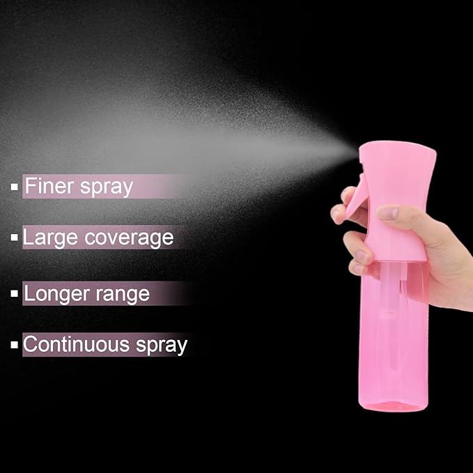 Empty Spray bottles, Continuous Spray Bottle for Hair, Spray Water Bottle Fine Mist Refillable, Skin Care, Showering Pets, Plants, travel, Ironing and Cleaning 6.8 Ounce (1 Pack, Pink)