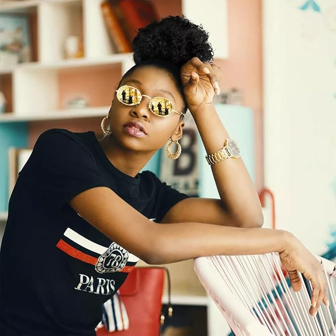 Afro Puff Ponytail Drawstring Wigs for Black Woman 6 Inch Natural Black 100% Human Hair Puff Ponytail Extension Clip On Kinky Drawstring Curly Ponytail Bun Durable Natural Soft and Smooth Hairpiece