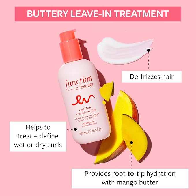 Function of Beauty Curly Leave In Hair Conditioner - Sulfate-Free Leave In Conditioner Treatment for Natural Curls & Bounce - Curl Defining, Hydrating & Moisturizing - Dry & Dull Hair Care Products