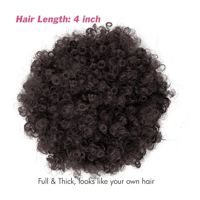 Afro Headband Wig Short Afro Kinky Curly Wigs for Black Women,Natural Black Glueless Afro Wigs with headbands attached Synthetic with 2 Clips(2# Natural Black)