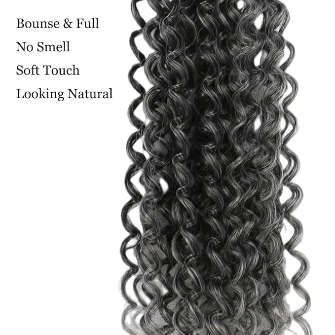 Passion Twist Hair Extensions Black to White Curly Crochet Hair 12 Inch Short Curly Braiding Hair 3 Packs Ombre Crochet Braids with Curls for Black Women(12",1B60)