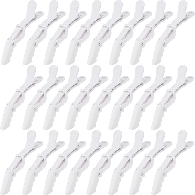 Ondder 24 Pack Pro Hair Clips for Styling, Coloring, Cutting - Large Alligator Clips for Women, Men, Girls, Teens - White