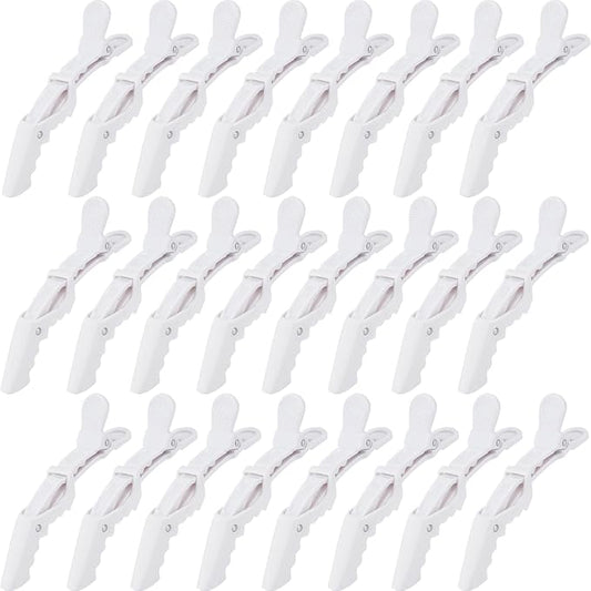 Ondder 24 Pack Pro Hair Clips for Styling, Coloring, Cutting - Large Alligator Clips for Women, Men, Girls, Teens - White