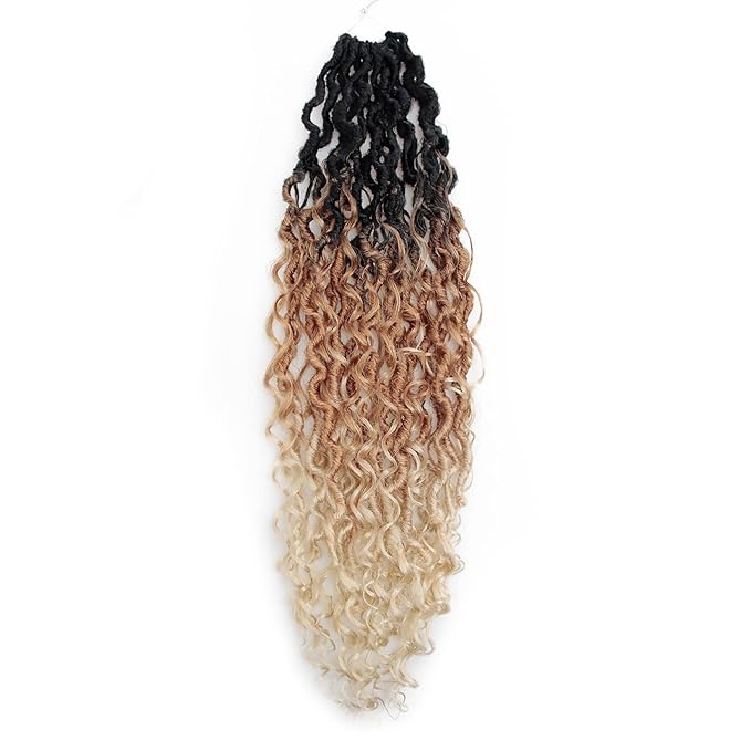 8Packs Goddess Locs Crochet Hair 22Inch Crochet Locs,Boho Faux Loc With Curly Ends River Hippie Bohemian Loc Crochet Hair for Black Women(OT27/613, 22inch(Pack of 8))