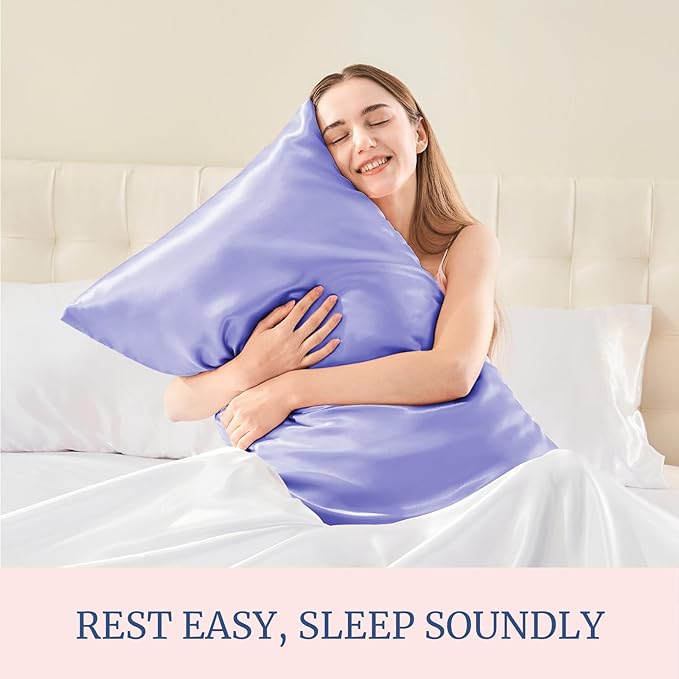 BEDELITE Satin Pillowcase for Hair and Skin, Super Soft Similar to Silk Pillow Cases 4 Pack with Envelope Closure, Cooling Pillowcases for Women Men (20"x30" Queen Size, Lilac)