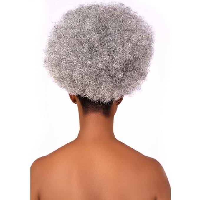 Afro Puff Drawstring Ponytail with Bangs ponytail extension for black women Short Curly Clip in Wrap Updo Hairpiece(51#) (No bangs, 51#)