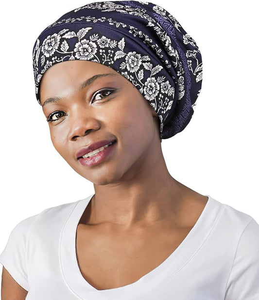 Adjustable Satin Lined Sleep Cap for Dreadlocks Curly Hair Large Head-Stay On Overnight