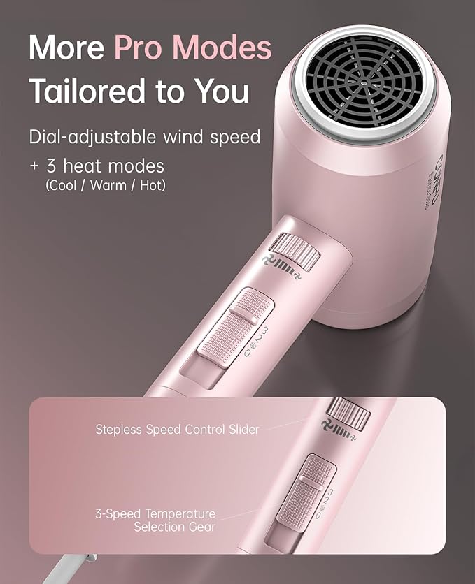 Hair Dryer with Diffuser, CONFU Hair Dryers for Women, Blow Dryers for Men, Hairdryer with Diffuser Attachment, Portable Lightweight Fast Drying Negative Ion Hairdryer for Home