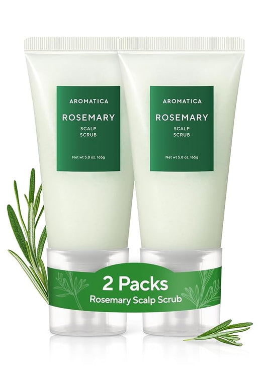 AROMATICA Rosemary Scalp Scrub (2 Packs) 5.82oz / 165g, Gift Set, Sulfate-Free, Silicone-Free, Vegan, Scalp Cleansing with Salt Granules, Invigorates and Exfoliates Scalp, Micro-Exfoliate